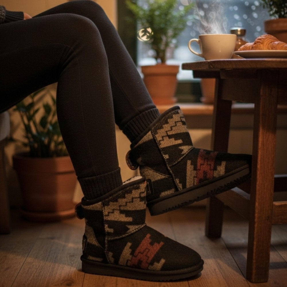 Quay Australia Luxe Ankle Women's Boots - Aztec pattern in black, tan, red, and